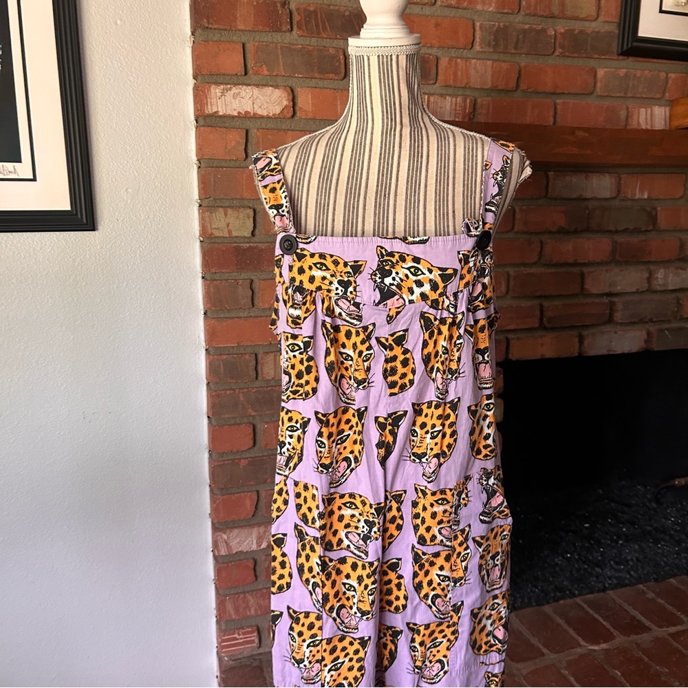 Nooworks Cheetah Head Overall Jumpsuit in Purple Sz M - Picture 3 of 11
